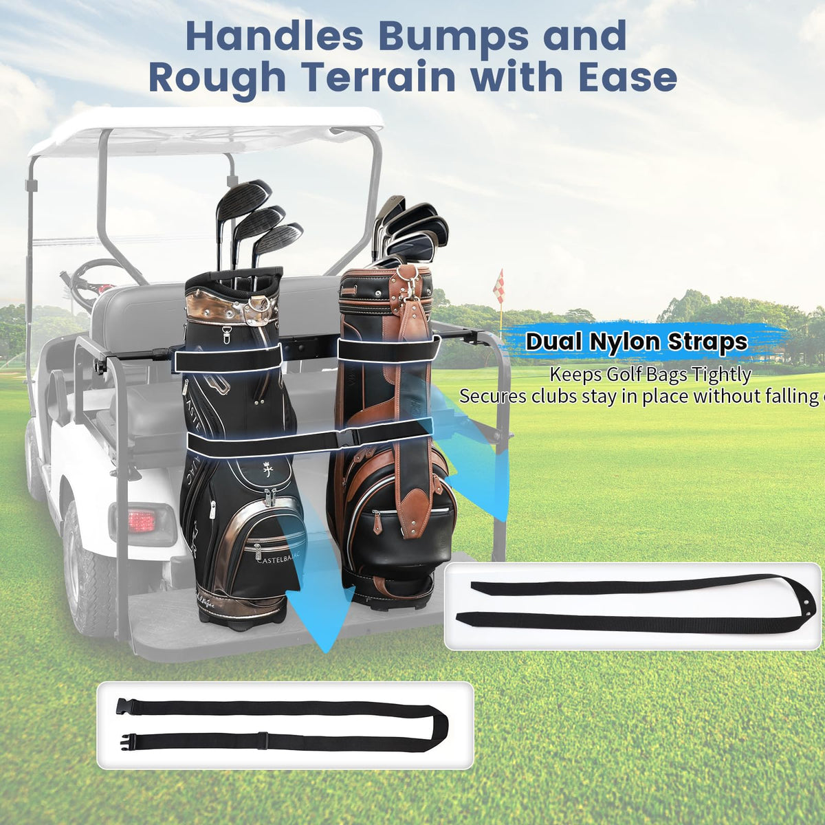 All-metal construction with anti-rust coating endures outdoor golf sessions.