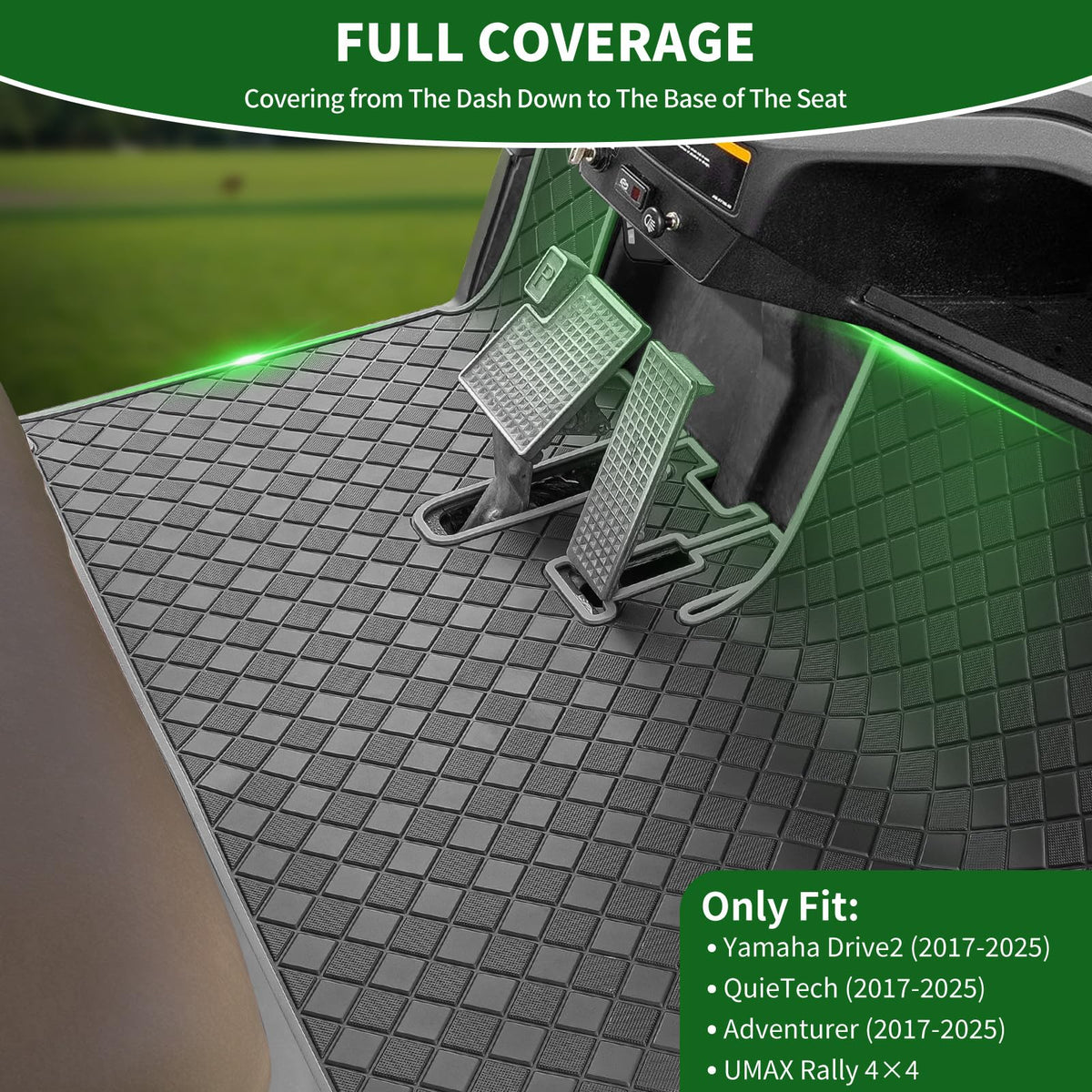 Cartalia anti-slip grid design on Yamaha Drive2 liner improves grip during rides