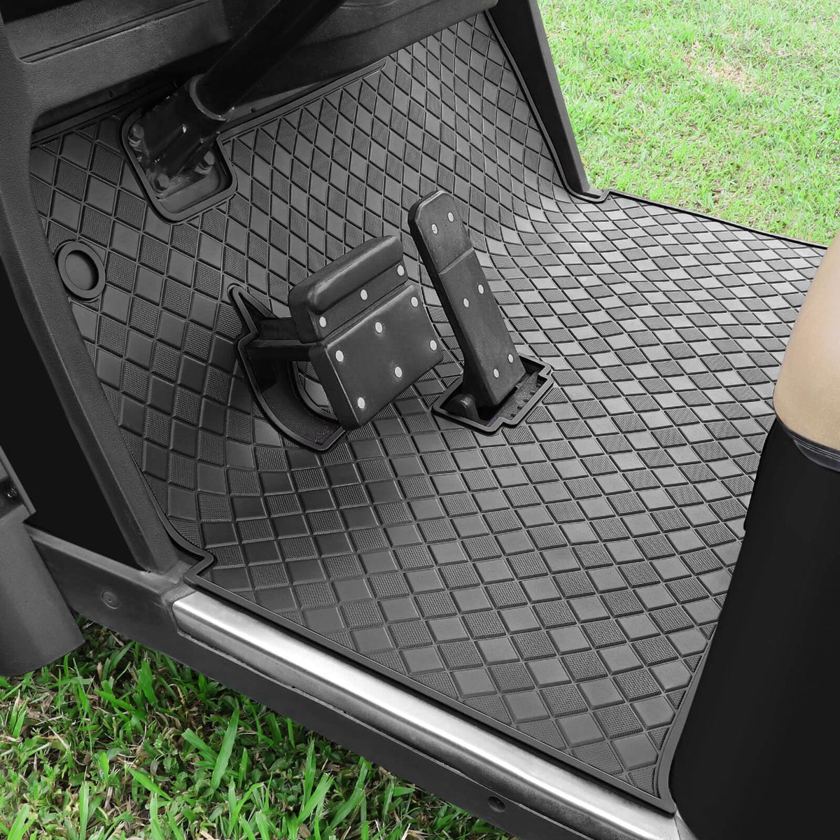 Cartalia golf cart floor mat full coverage 8mm thick protects EZGO TXT interior from dirt