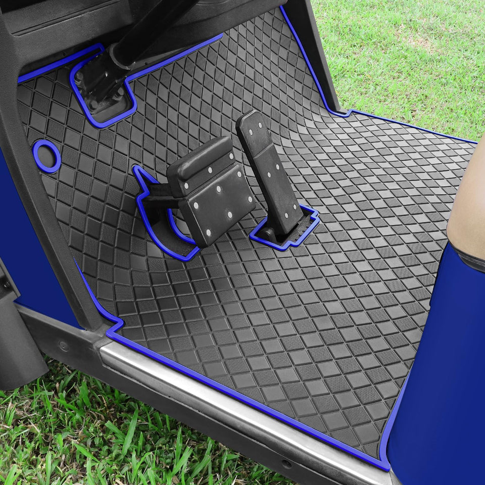 Cartalia golf cart floor mat full coverage for EZGO TXT protects interior from dirt and spills.