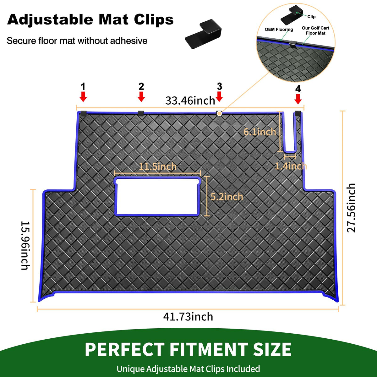Durable rubber mat resists UV exposure for outdoor carts.
