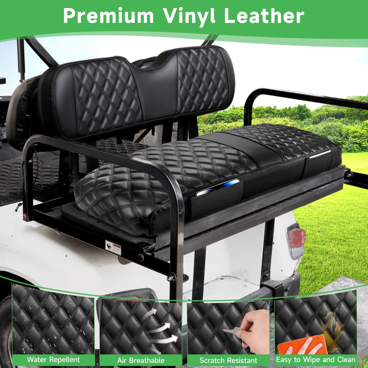 Cartalia rear seat cover kit installs in minutes with straps and buckles.