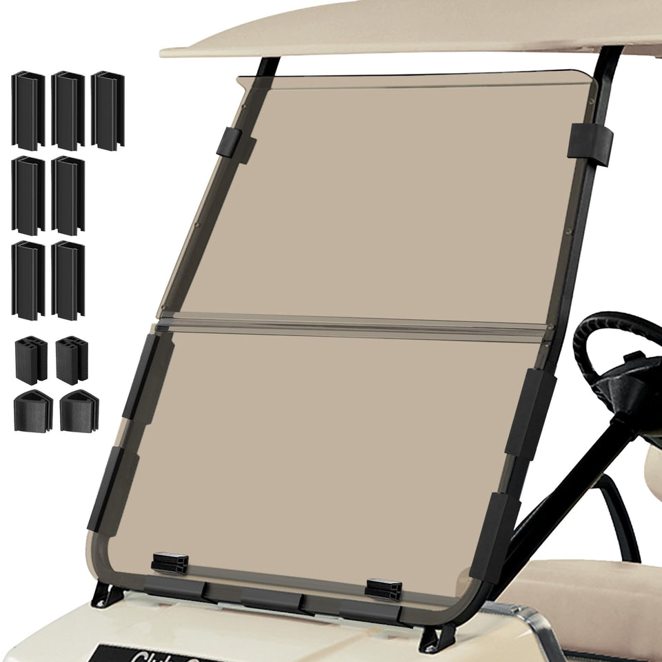 Cartalia foldable windshield for Club Car DS with clear 5mm acrylic.