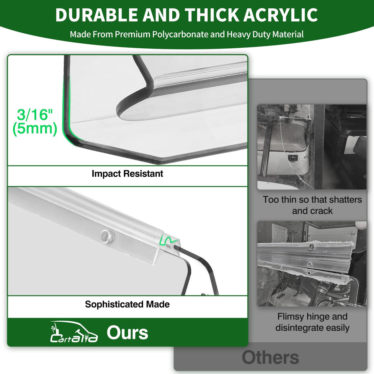 Cartalia 316-inch thick acrylic windshield highlights durability