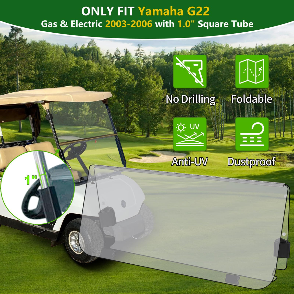 Cartalia windshield connected to 1x1 rail for precise G22 fit