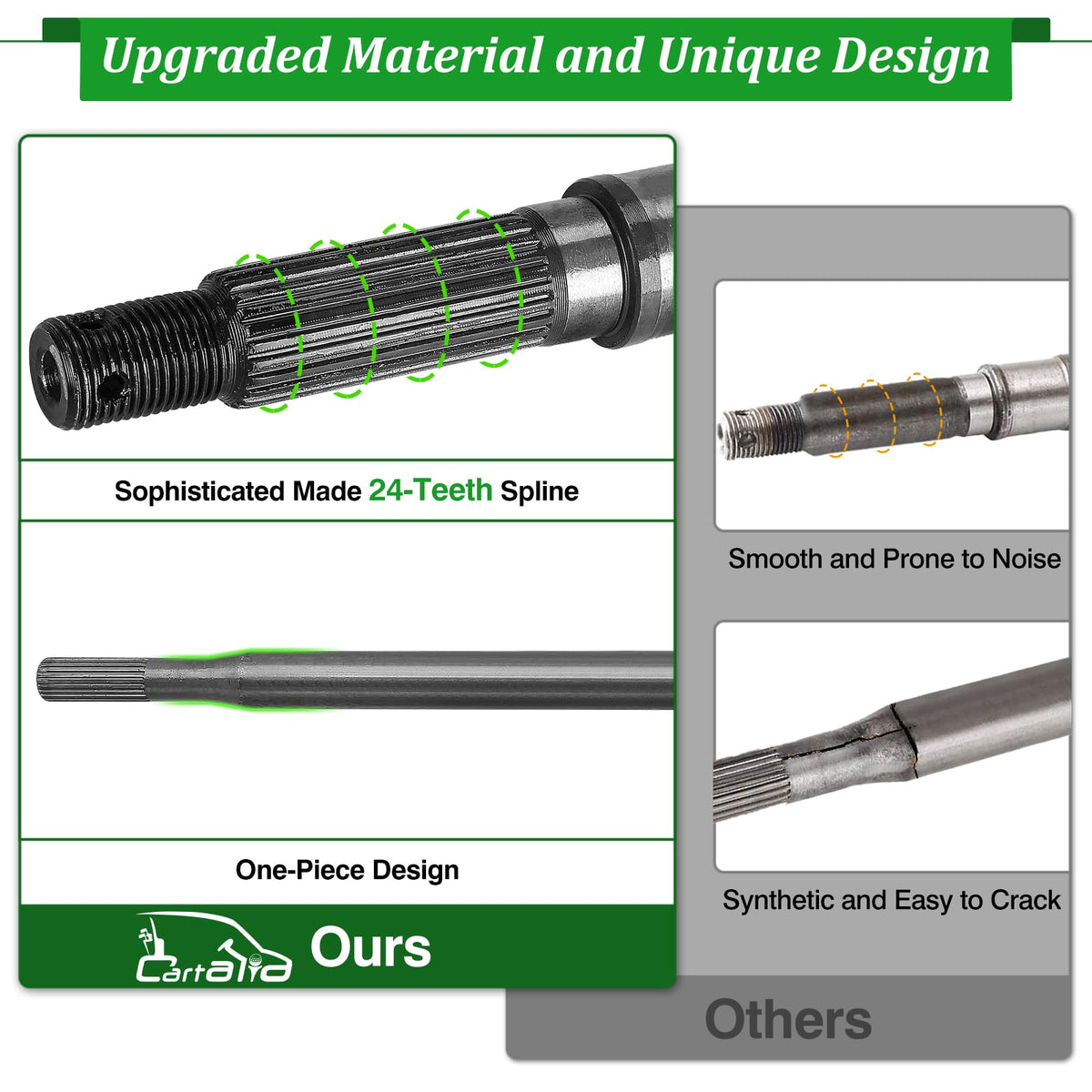 Cartalia heat-treated steel axle shaft for durable performance