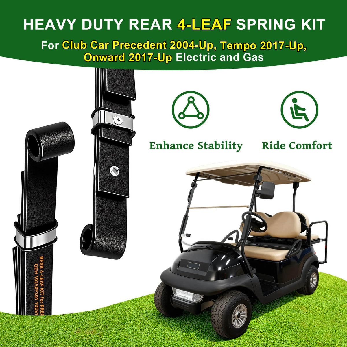 Cartalia rear springs kit for Club Car Tempo 2017-up enhances stability and comfort.