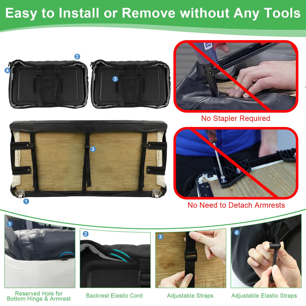 Cartalia easy-install with straps and buckles—no tools needed.