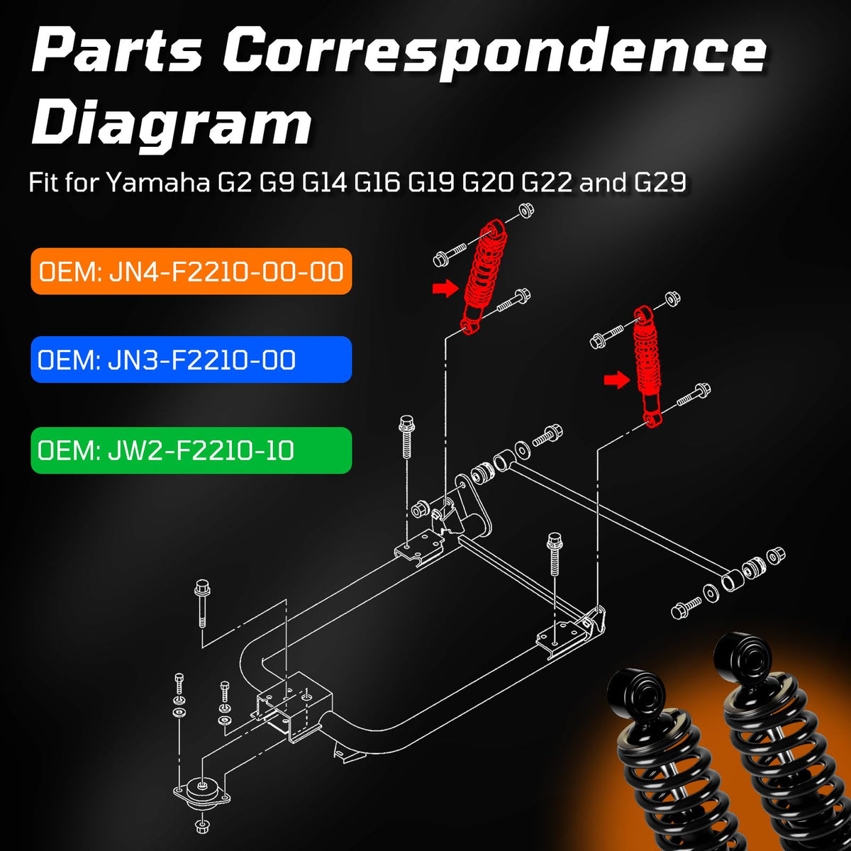 Cartalia rear shocks provide dependable load support for two adults or cargo.