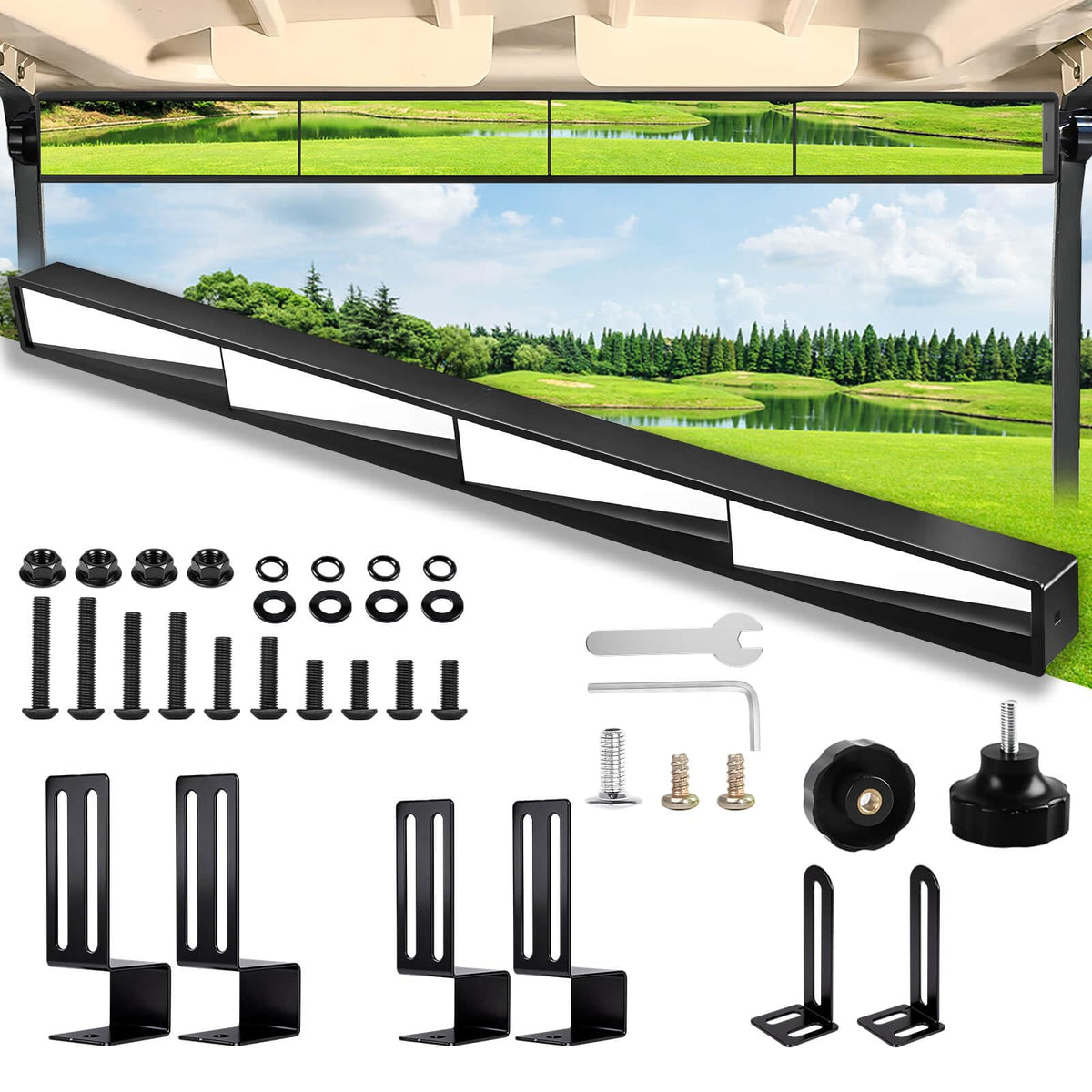 Cartalia four-panel rear view mirror with no-drill installation for a clean setup