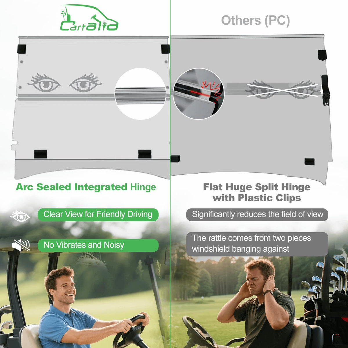 Cartalia packaging with protective film and foam keeps windshield safe.