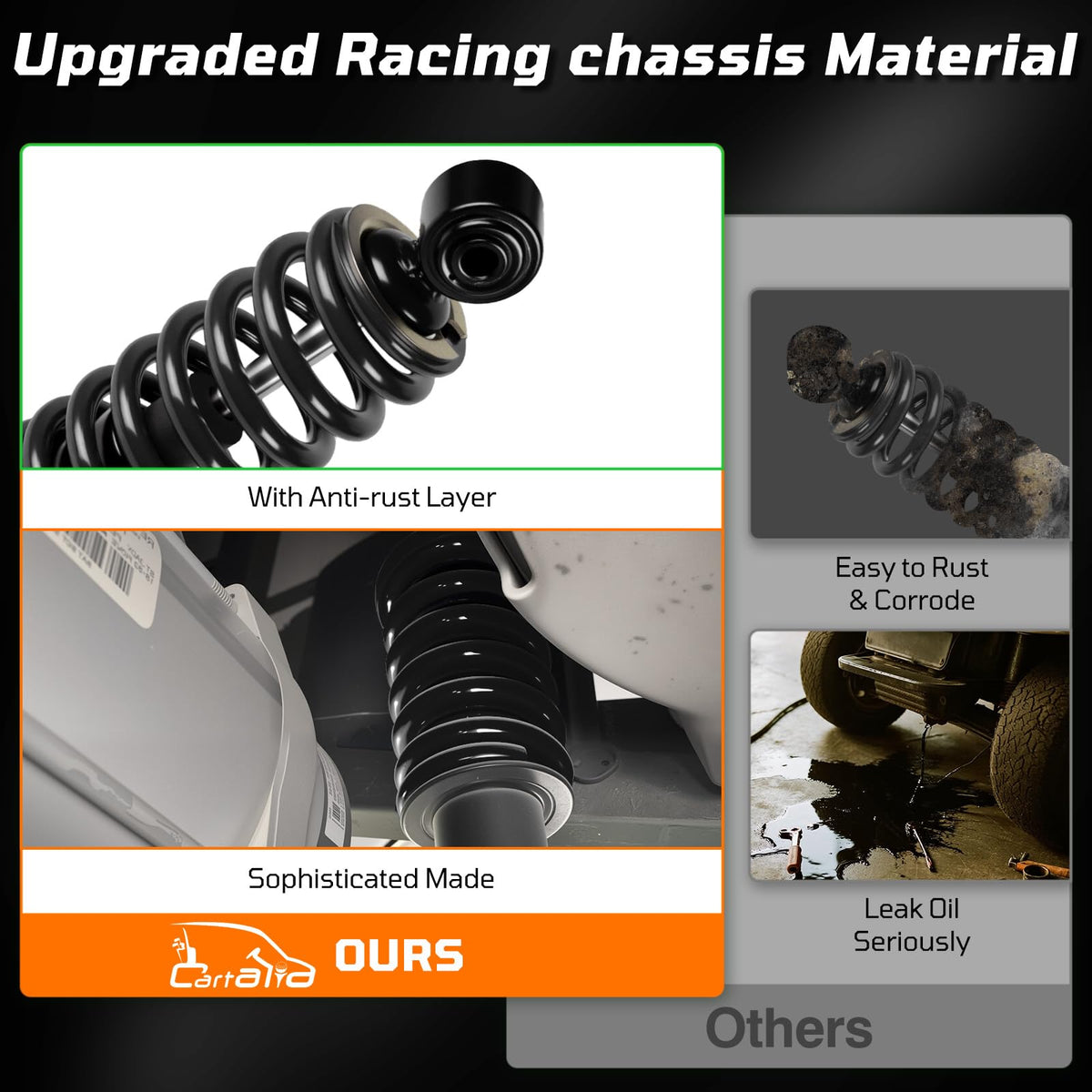 Cartalia chrome rod rear shock showcases corrosion defense for outdoor use.