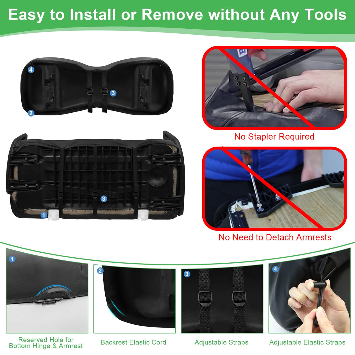Cartalia installation straps and buckles secure fit without tools