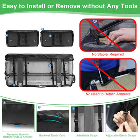 Cartalia secure-fit with elastic rope and buckles keeps the seat cover in place.