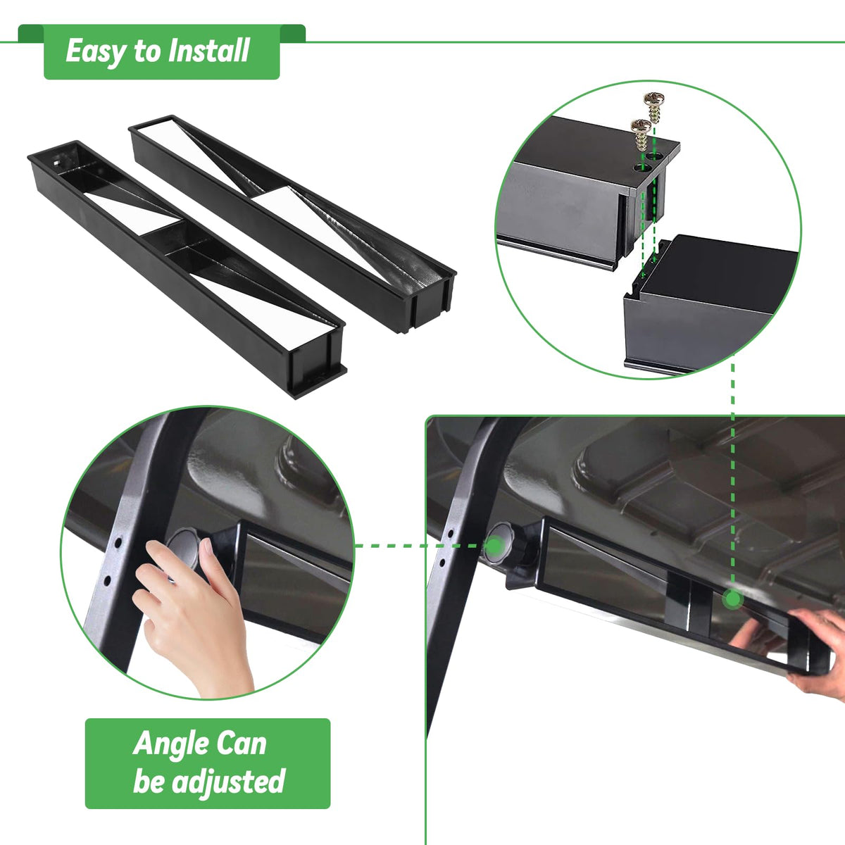 Stainless steel mounting brackets resist rust for long-lasting performance.