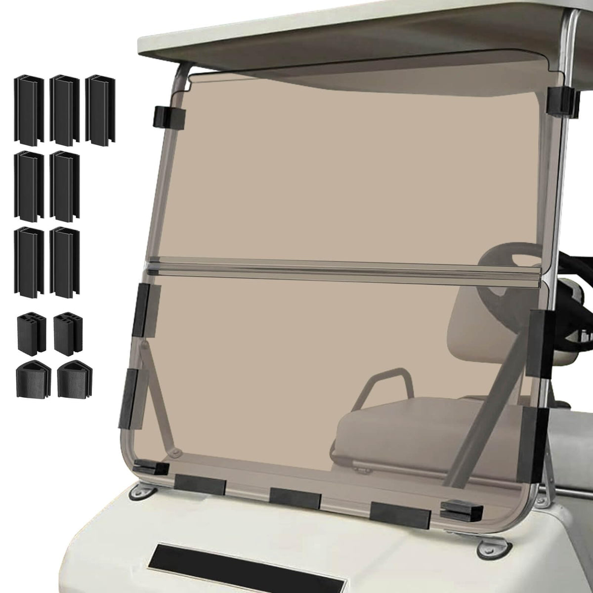 Cartalia tinted windshield for Club Car DS front view with UV protection.