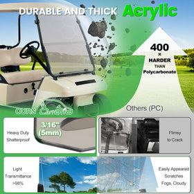 Cartalia tinted windshield for Club Car DS to reduce glare.