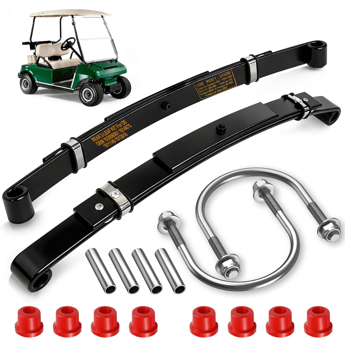 Cartalia rear 3-leaf springs kit for Club Car DS—reliable replacement for restored ride height