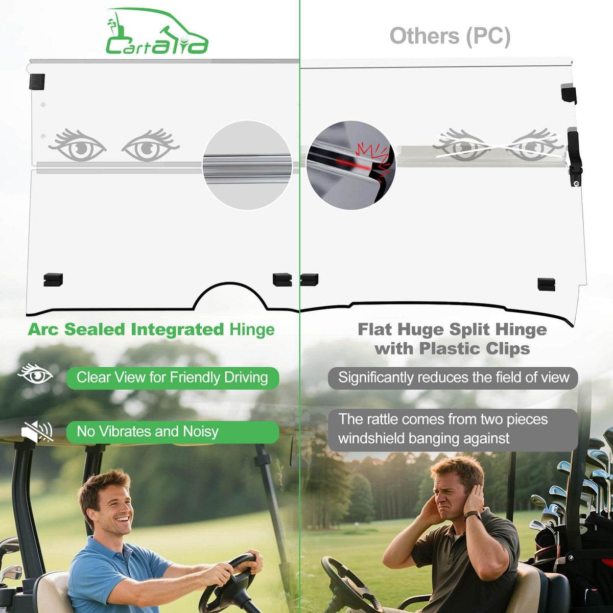 Cartalia windshield provides UV protection and glare reduction for sunny rides.