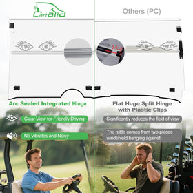 Cartalia windshield provides UV protection and glare reduction for sunny rides.