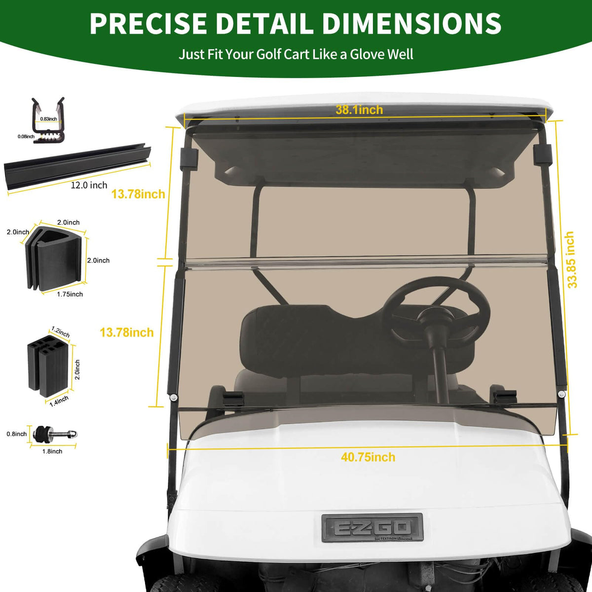 Cartalia UV-protection windshield reduces glare during sunny rounds