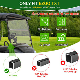 Cartalia foldable arc-hinged windshield in action on EZGO TXT.