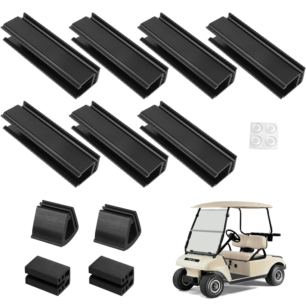 Cartalia windshield retaining sash clips kit for Club Car DS and Yamaha G2–G22 improves secure fit.