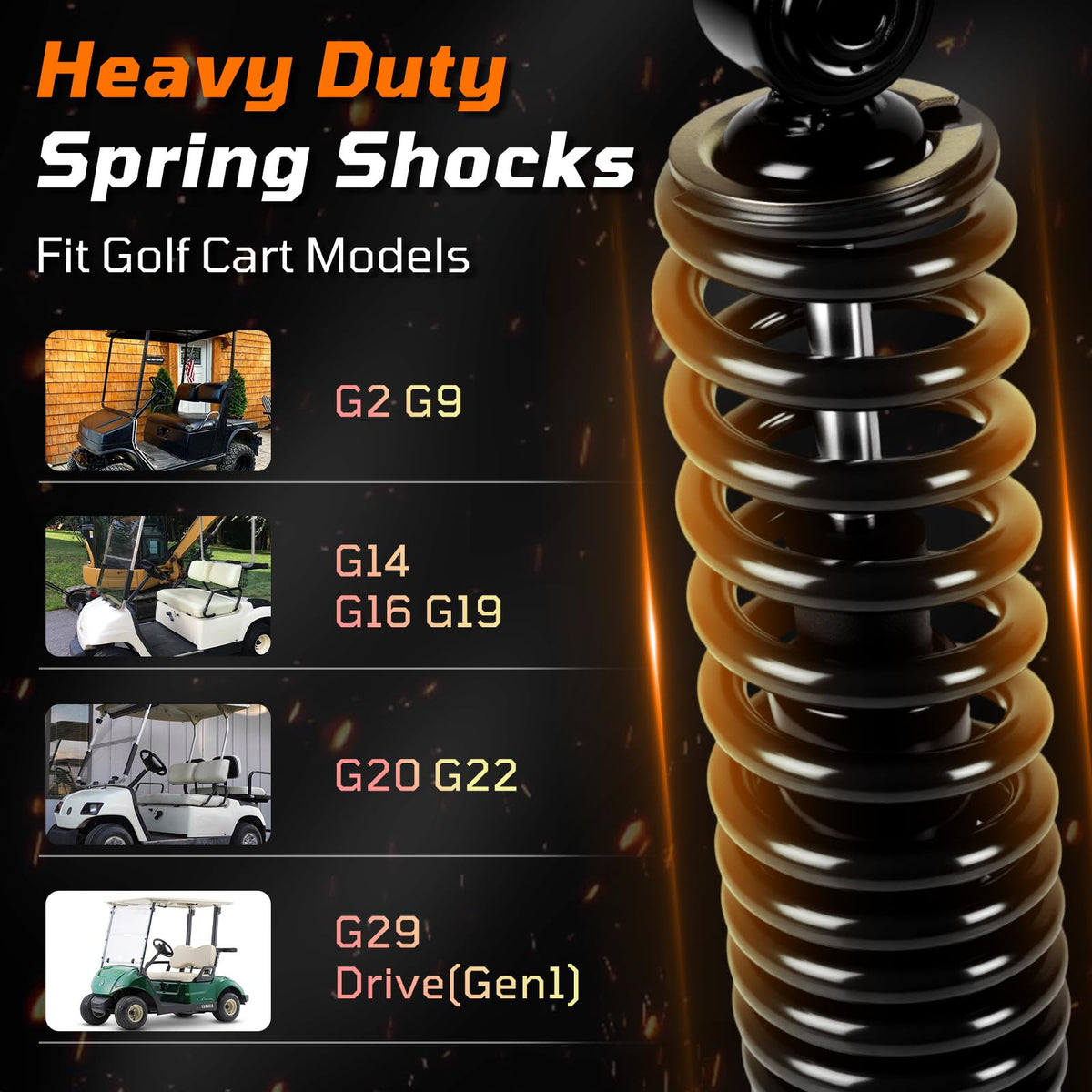 Cartalia shock assembly close-up shows pre-assembled coils for easy bolt-on installation.