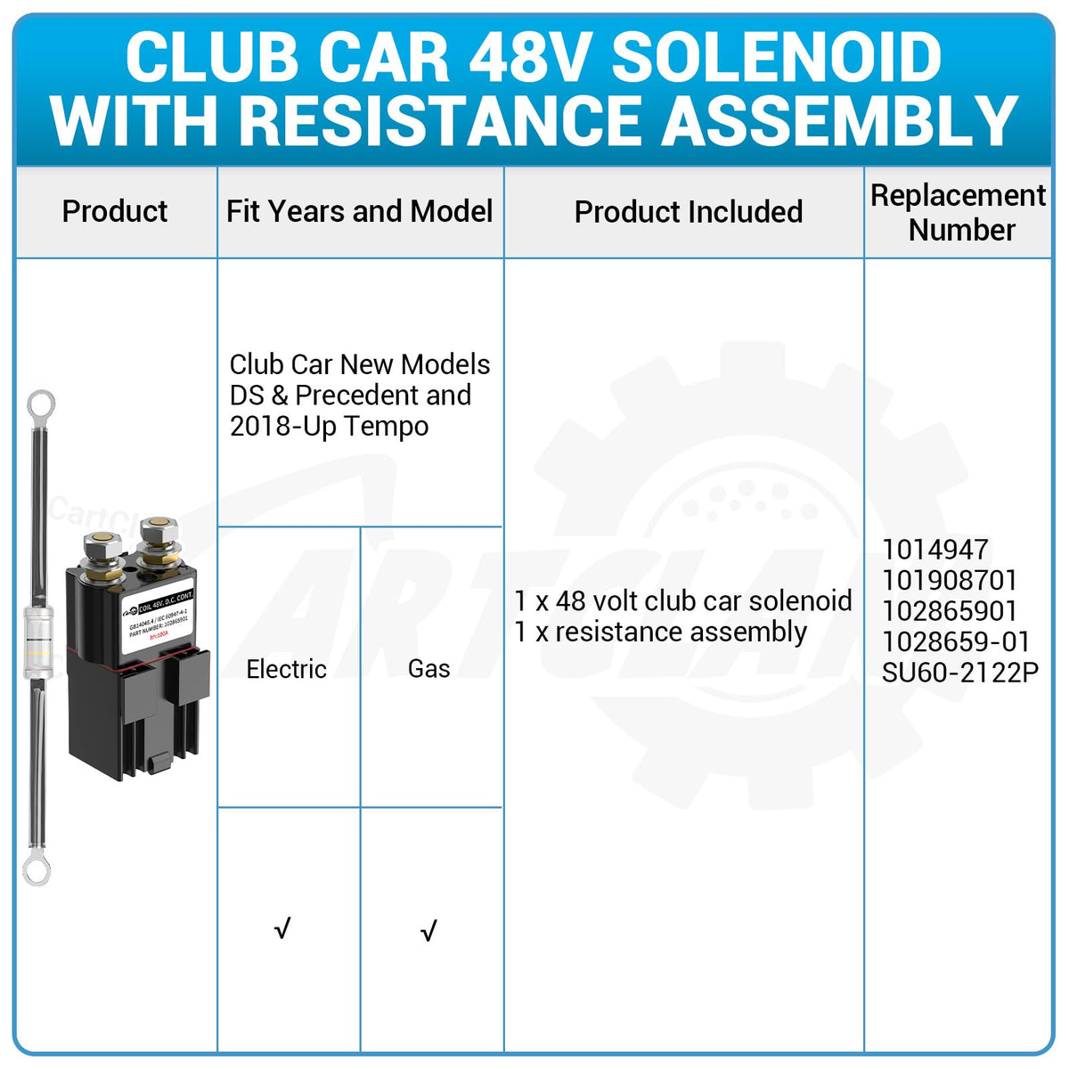 Product label indicating 48V rating and model fit