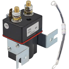 CartClan 48V solenoid coil with four terminals for stable Club Car ignition.