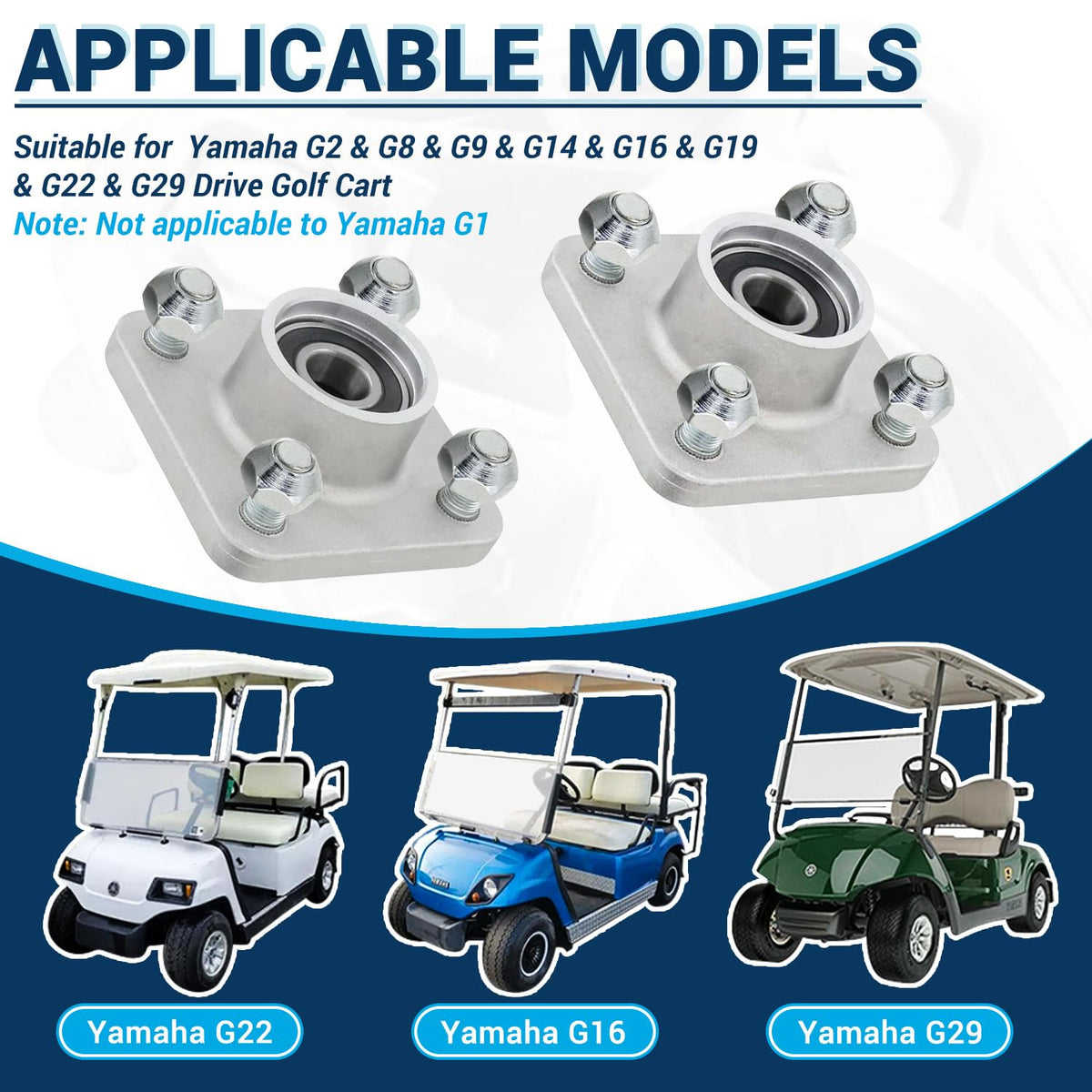 CartClan bearing hub for Yamaha G2 and G8, improving steering stability.