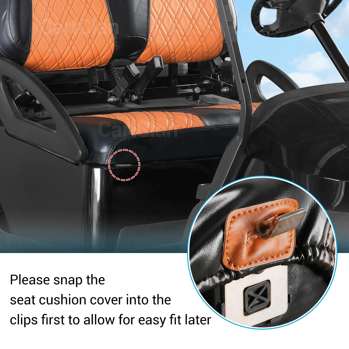 CartClan brown PVC leather seat cover with black stitching update interior