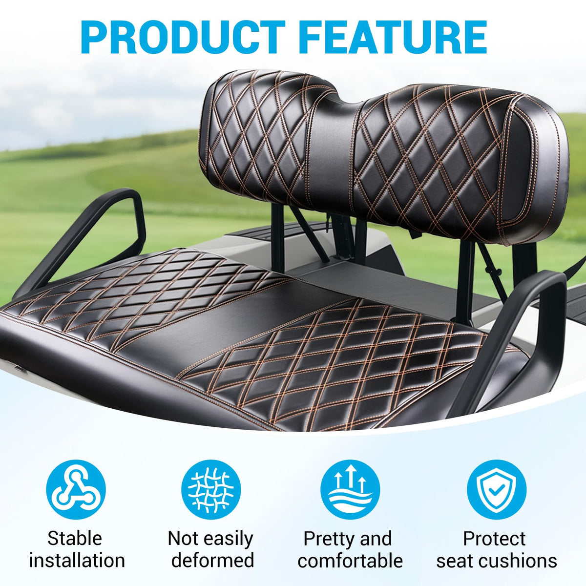 CartClan Brown stitching diamond design adds stylish interior detail.