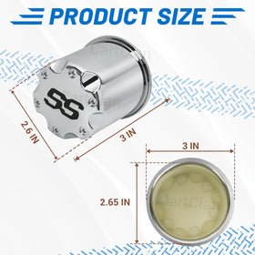 CartClan chrome-plated center cap preserves stylish look while protecting bore area on EZGO carts.