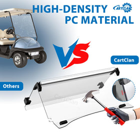 CartClan clear PC windshield with UV protection and clear visibility