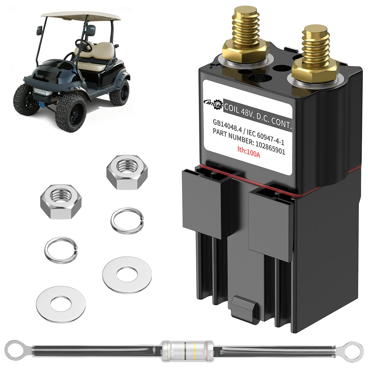 CartClan 48V Club Car solenoid closeup for DS/Precedent models