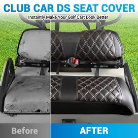 CartClan Club Car DS front seat cushion cover with brown stitching improves durability.