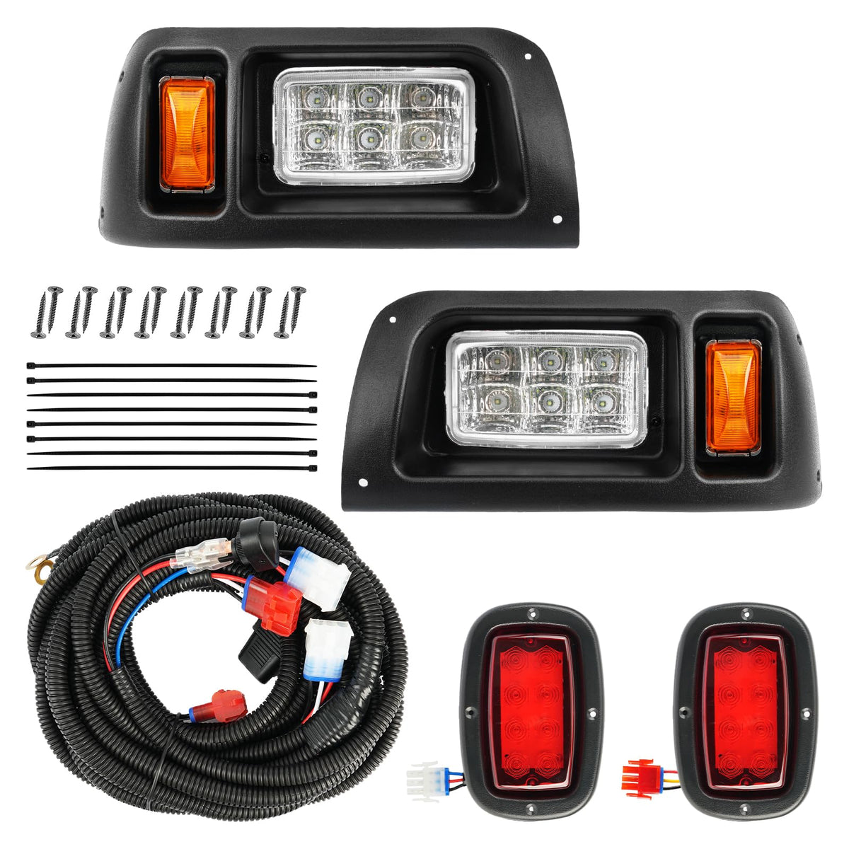CartClan Club Car DS LED headlights provide bright night visibility for safer night rides.