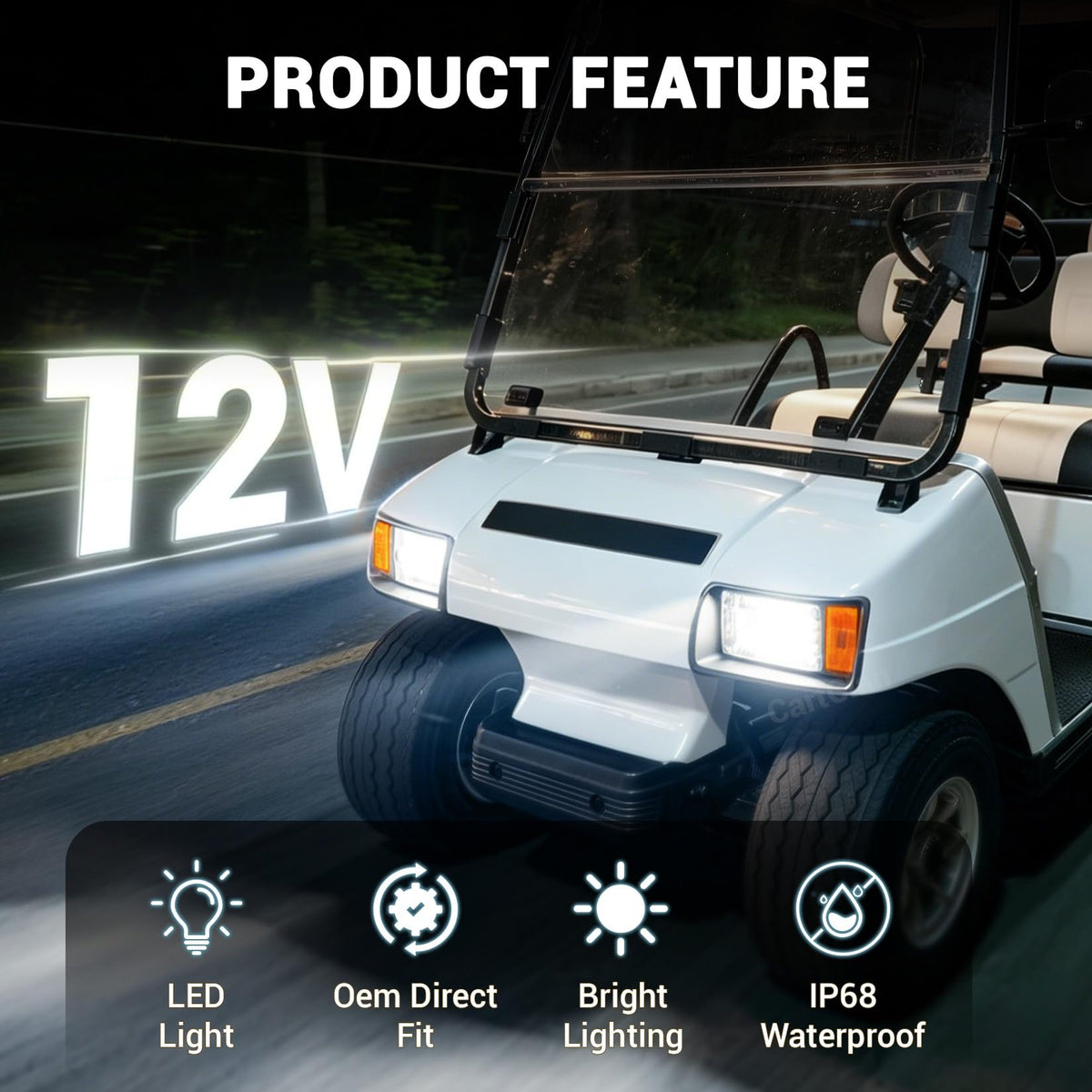 CartClan Club Car DS LED taillights improve rear visibility for safe riding.