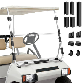 CartClan Club Car DS clear windshield folded for airflow during warm days