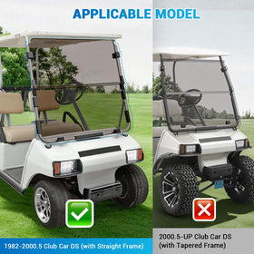 CartClan Club Car DS windshield compatible with 1982-2000.5 models for front protection.