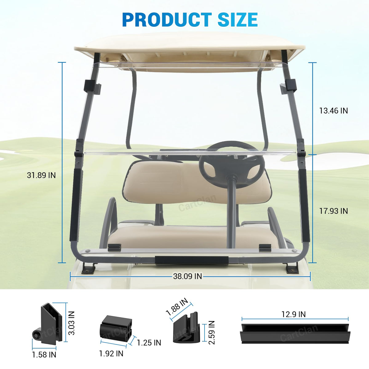CartClan DS Windshield includes installation hardware