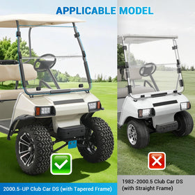 CartClan Club Car DS Windshield folded for improved airflow