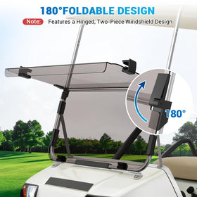 CartClan tinted PC windshield offers glare reduction and UV shielding.