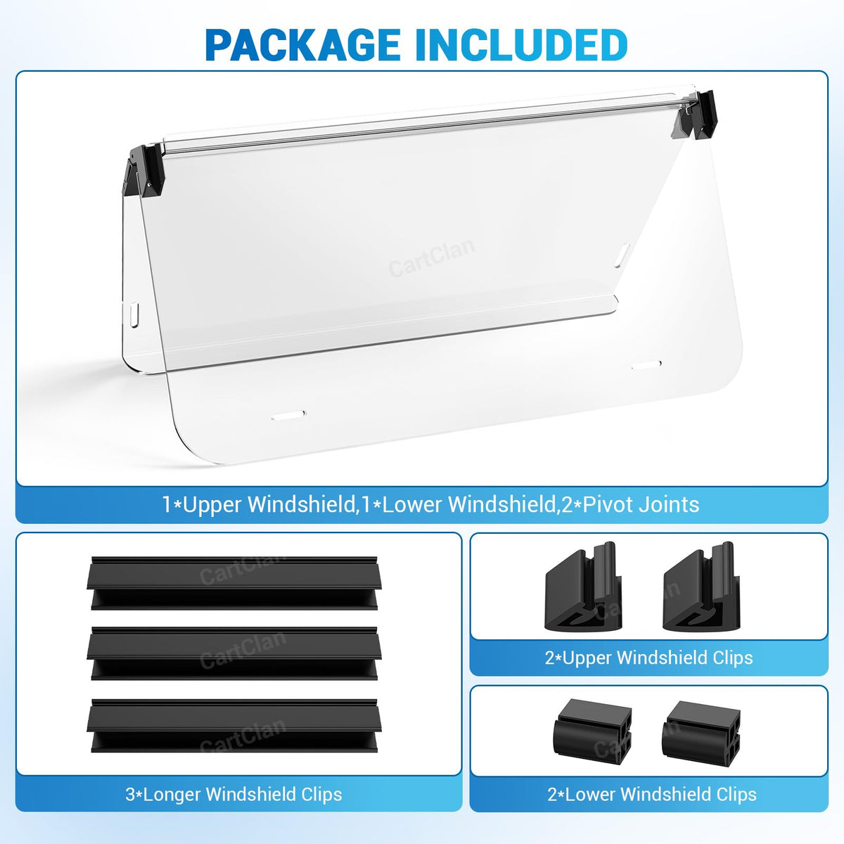 CartClan DS Windshield provides rain and wind protection