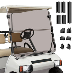 CartClan Club Car DS tinted foldable windshield for improved airflow.