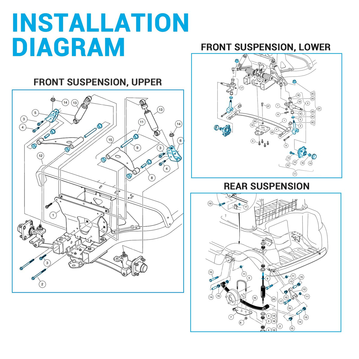 CartClan Deluxe repair kit diagram for easy reference during installation.