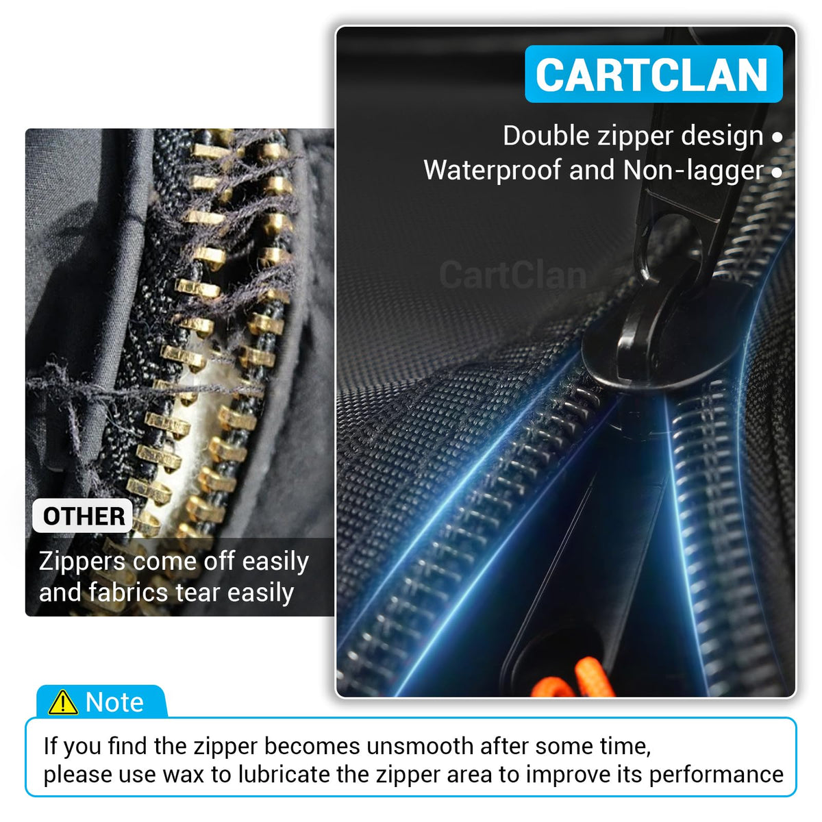 CartClan four-sided clear windows improve visibility around corners