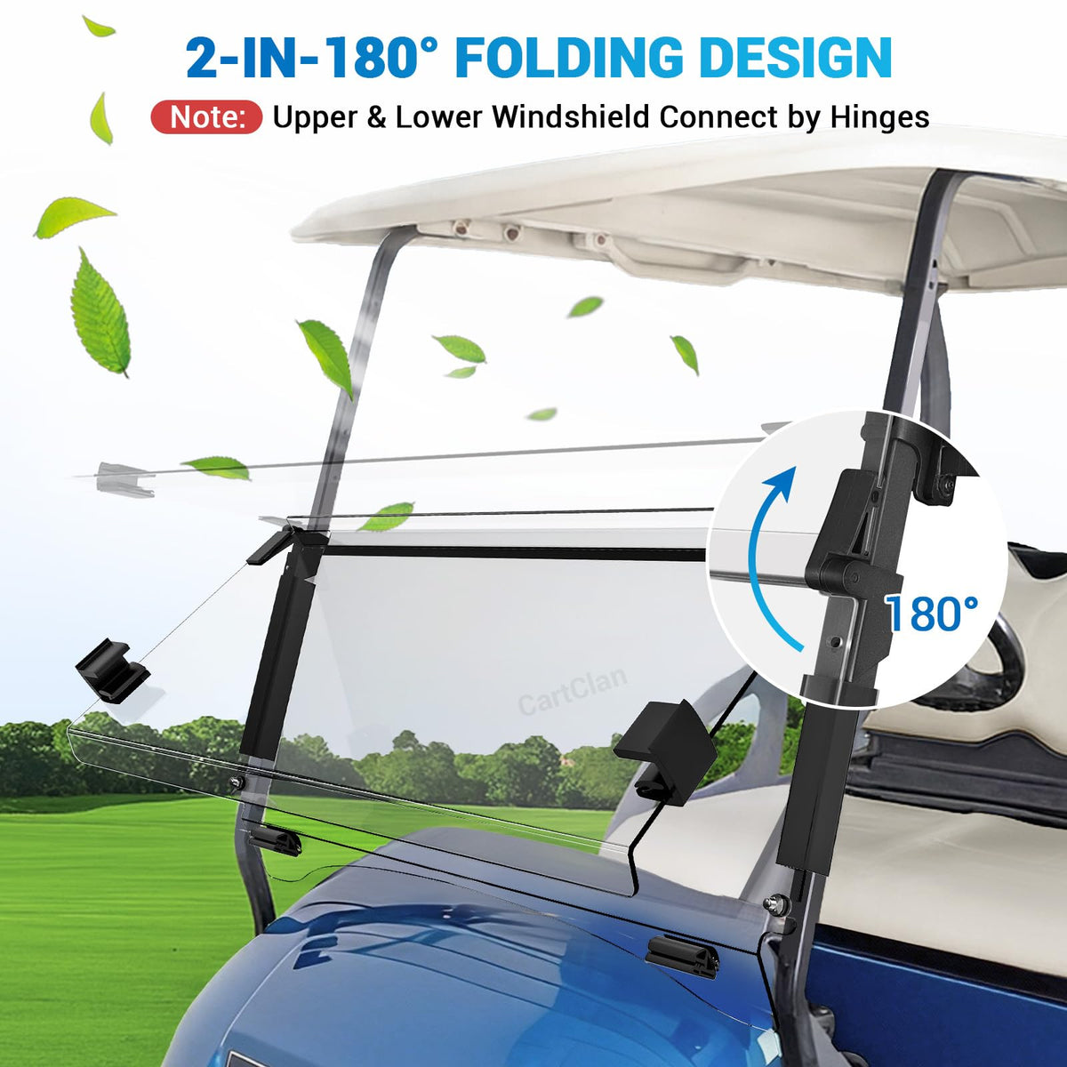 CartClan Club Car Precedent windshield UV-resistant PC protects visibility.