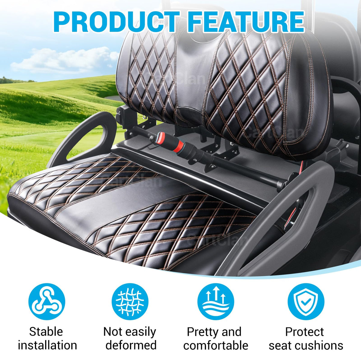 CartClan Diamond design seat cover detail with modern stitching.